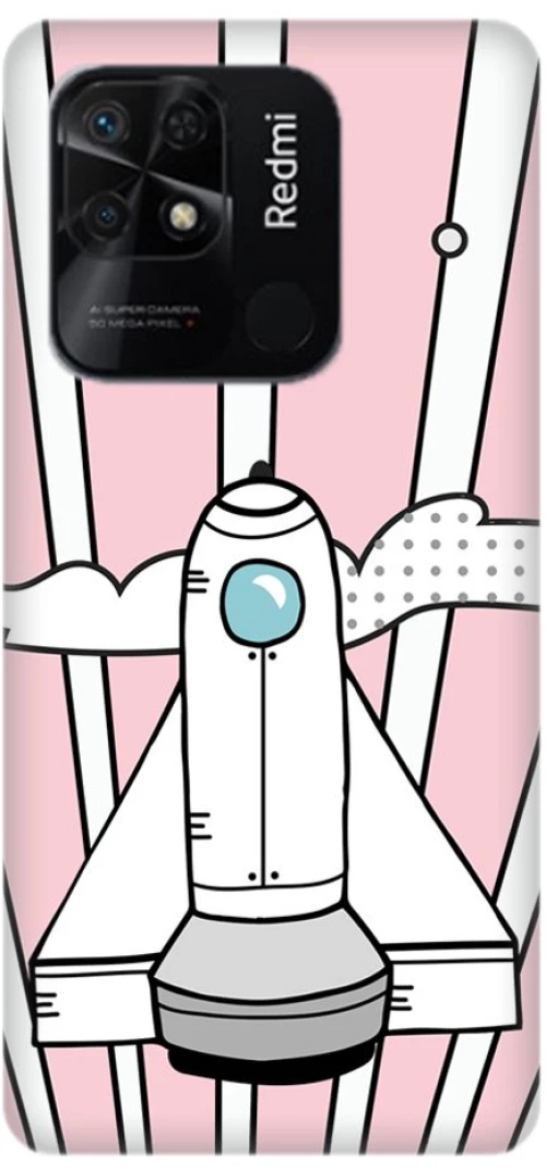 Comic Spacecraft Silicone case Θήκη για Θήκη για Xiaomi Redmi 10c Pink