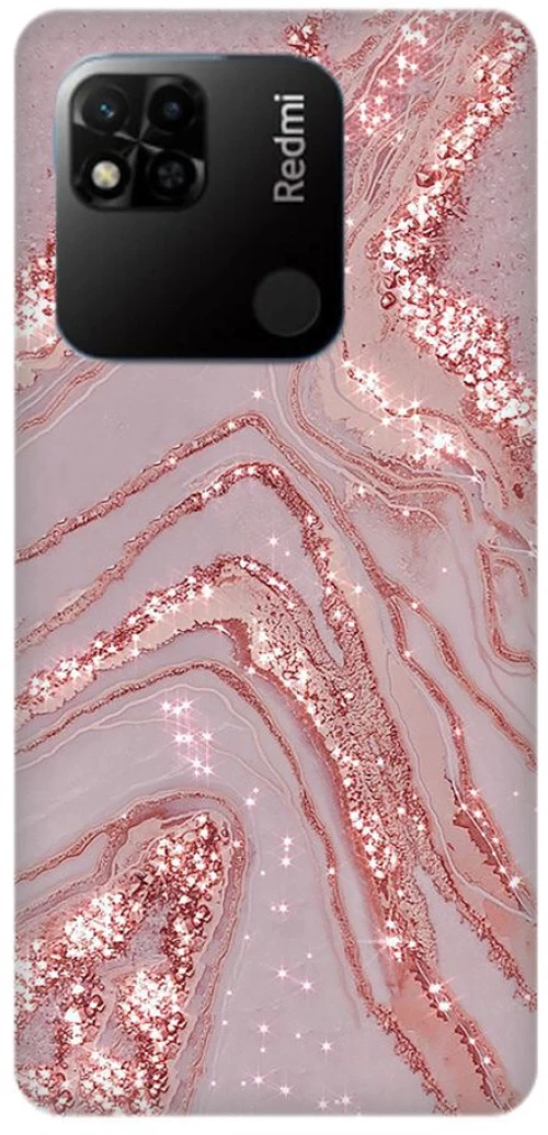Marble Silicone case Θήκη για Xiaomi Redmi 10A Pink-Gold