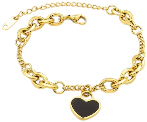 Επιχρυσωμένο Ατσάλινο Βραχιόλι με Καρδιά (Β3366)