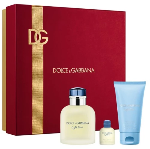 Dolce Gabbana Light Blue Pour Homme Set Eau De Toilette 75ml & Shower Gel 50ml & Miniature 5ml