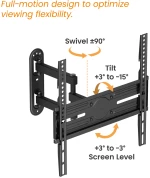 POWERTECH επιτοίχια βάση PT-1388 για τηλεόραση 32-65", full motion, 35kg
