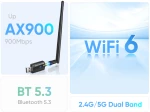 POWERTECH ασύρματος USB αντάπτορας δικτύου & Bluetooth 5.3 PT-1386, 900Mbps WiFi 6