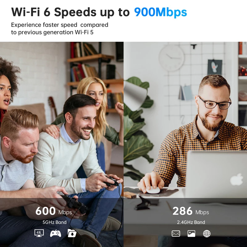 POWERTECH ασύρματος USB αντάπτορας δικτύου & Bluetooth 5.3 PT-1386, 900Mbps WiFi 6