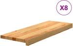 vidaXL Πατάκια Σκάλας 8 τεμ. Ανοιχτό Καφέ 70x30x2 cm Ξύλο Δρυός