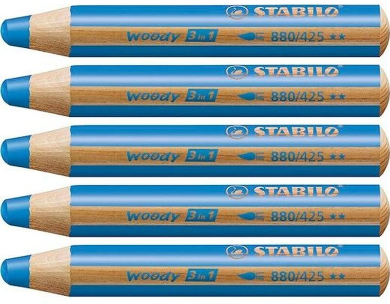 Χρωματιστά μολύβια Stabilo Woody Μπλε 3-σε-1 (5 Μονάδες)