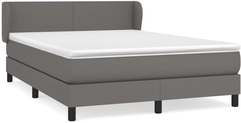 vidaXL Κρεβάτι Boxspring με Στρώμα Γκρι 140x200εκ. από Συνθετικό Δέρμα