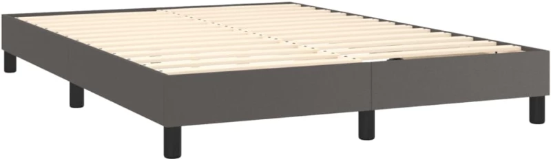vidaXL Κρεβάτι Boxspring με Στρώμα Γκρι 140x200εκ. από Συνθετικό Δέρμα