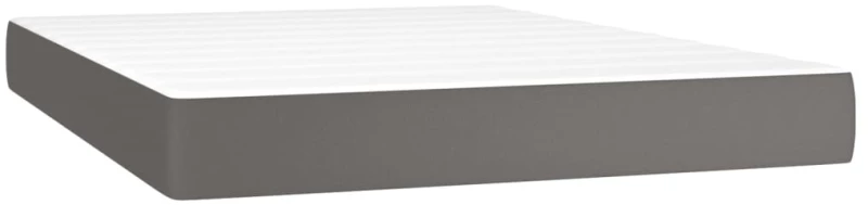 vidaXL Κρεβάτι Boxspring με Στρώμα Γκρι 140x200εκ. από Συνθετικό Δέρμα