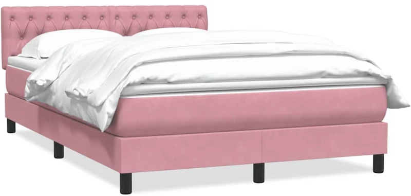 vidaXL Κρεβάτι Boxspring με Στρώμα Ροζ 160x210 εκ. Βελούδινο
