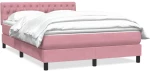 vidaXL Κρεβάτι Boxspring με Στρώμα Ροζ 160x210 εκ. Βελούδινο