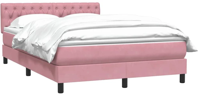 vidaXL Κρεβάτι Boxspring με Στρώμα Ροζ 160x210 εκ. Βελούδινο