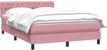 vidaXL Κρεβάτι Boxspring με Στρώμα Ροζ 160x210 εκ. Βελούδινο