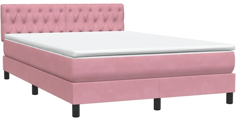 vidaXL Κρεβάτι Boxspring με Στρώμα Ροζ 160x210 εκ. Βελούδινο