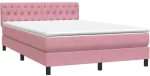 vidaXL Κρεβάτι Boxspring με Στρώμα Ροζ 160x210 εκ. Βελούδινο