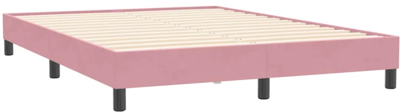vidaXL Κρεβάτι Boxspring με Στρώμα Ροζ 160x210 εκ. Βελούδινο