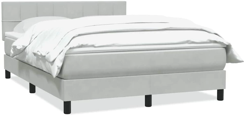 vidaXL Κρεβάτι Boxspring με Στρώμα Ανοιχτό Γκρι 160x210 εκ. Βελούδινο