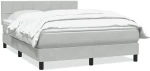 vidaXL Κρεβάτι Boxspring με Στρώμα Ανοιχτό Γκρι 160x210 εκ. Βελούδινο