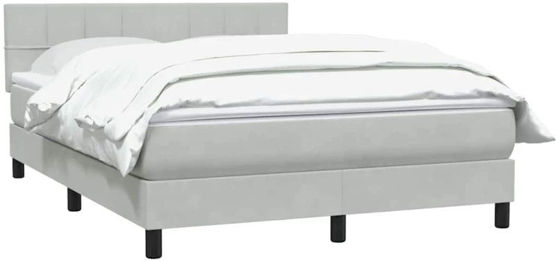 vidaXL Κρεβάτι Boxspring με Στρώμα Ανοιχτό Γκρι 160x210 εκ. Βελούδινο