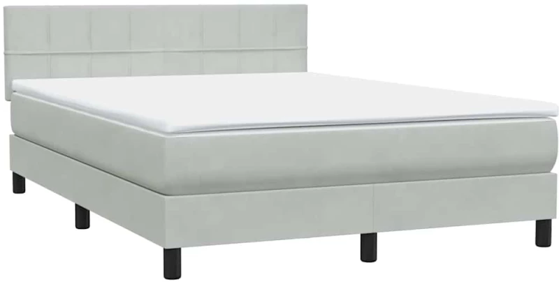 vidaXL Κρεβάτι Boxspring με Στρώμα Ανοιχτό Γκρι 160x210 εκ. Βελούδινο