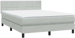 vidaXL Κρεβάτι Boxspring με Στρώμα Ανοιχτό Γκρι 160x210 εκ. Βελούδινο