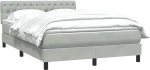 vidaXL Κρεβάτι Boxspring με Στρώμα Ανοιχτό Γκρι 160x220 εκ. Βελούδινο