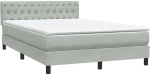 vidaXL Κρεβάτι Boxspring με Στρώμα Ανοιχτό Γκρι 160x220 εκ. Βελούδινο