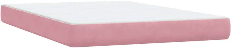 vidaXL Κρεβάτι Boxspring με Στρώμα Ροζ 160x210 εκ. Βελούδινο