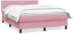 vidaXL Box Spring κρεβάτι με στρώμα ροζ 160x220 cm Βελούδινο