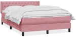 vidaXL Box Spring κρεβάτι με στρώμα ροζ 160x220 cm Βελούδινο