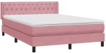 vidaXL Box Spring κρεβάτι με στρώμα ροζ 160x220 cm Βελούδινο