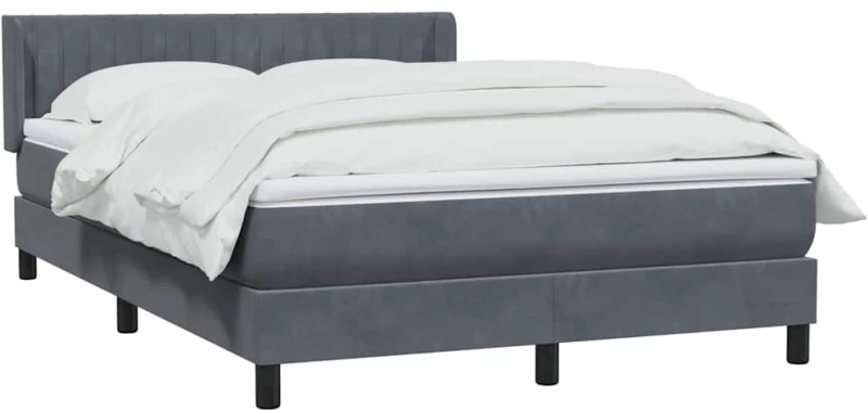 vidaXL Κρεβάτι Boxspring με Στρώμα Σκούρο Γκρι 160x210 εκ. Βελούδινο
