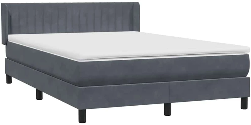 vidaXL Κρεβάτι Boxspring με Στρώμα Σκούρο Γκρι 160x210 εκ. Βελούδινο