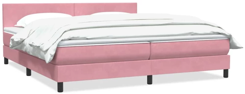vidaXL Κρεβάτι Boxspring με Στρώμα Ροζ 180x210 εκ. Βελούδινο