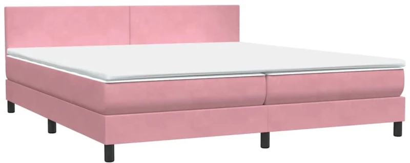 vidaXL Κρεβάτι Boxspring με Στρώμα Ροζ 180x210 εκ. Βελούδινο