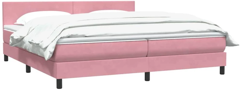 vidaXL Κρεβάτι Boxspring με Στρώμα Ροζ 180x210 εκ. Βελούδινο