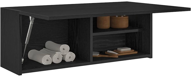 vidaXL ντουλάπι τοίχου μπάνιου μαύρο 80x25x30 cm κατασκευασμένο ξύλο