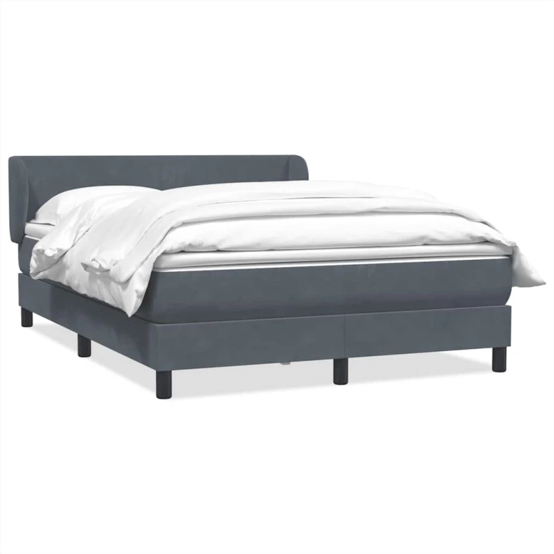 vidaXL Κρεβάτι Boxspring με Στρώμα Σκούρο Γκρι 160x210 εκ. Βελούδινο