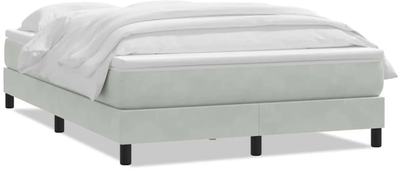 vidaXL Κρεβάτι Boxspring με Στρώμα Ανοιχτό Γκρι 160x220 εκ. Βελούδινο