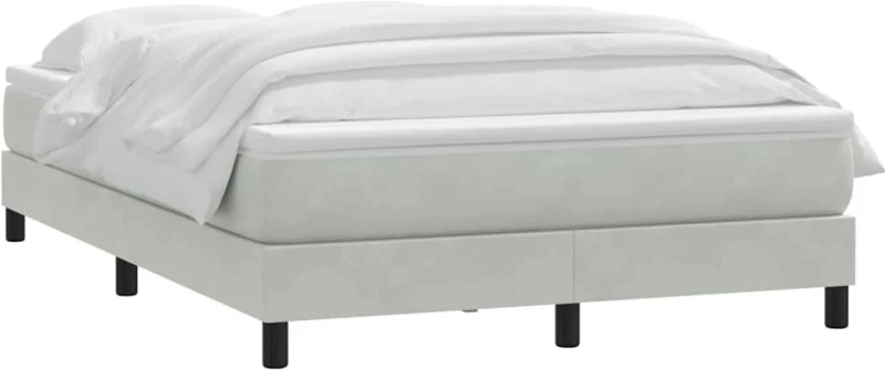 vidaXL Κρεβάτι Boxspring με Στρώμα Ανοιχτό Γκρι 160x220 εκ. Βελούδινο