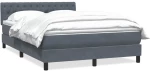 vidaXL Κρεβάτι Boxspring με Στρώμα Σκούρο Γκρι 140x210 εκ. Βελούδινο