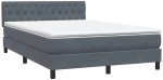 vidaXL Κρεβάτι Boxspring με Στρώμα Σκούρο Γκρι 140x210 εκ. Βελούδινο