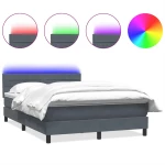 vidaXL Κρεβάτι Boxspring με Στρώμα Σκούρο Γκρι 160x210 εκ. Βελούδινο