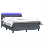 vidaXL Κρεβάτι Boxspring με Στρώμα Σκούρο Γκρι 160x210 εκ. Βελούδινο