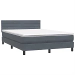 vidaXL Κρεβάτι Boxspring με Στρώμα Σκούρο Γκρι 160x210 εκ. Βελούδινο
