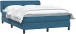 vidaXL Κρεβάτι Boxspring με Στρώμα Σκούρο Μπλε 140x210 εκ. Βελούδινο