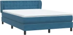 vidaXL Κρεβάτι Boxspring με Στρώμα Σκούρο Μπλε 140x210 εκ. Βελούδινο
