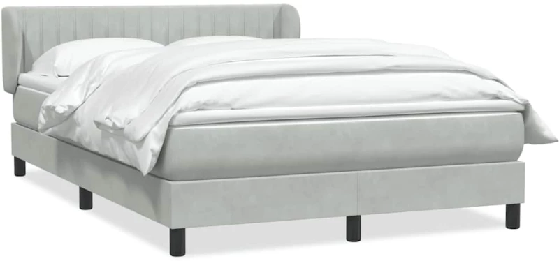 vidaXL Κρεβάτι Boxspring με Στρώμα Ανοιχτό Γκρι 160x210 εκ. Βελούδινο