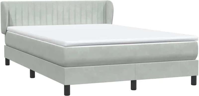 vidaXL Κρεβάτι Boxspring με Στρώμα Ανοιχτό Γκρι 160x210 εκ. Βελούδινο