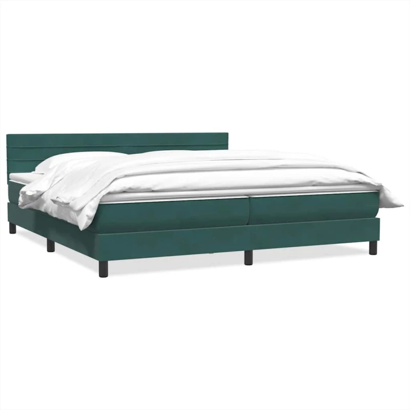 vidaXL Box Spring κρεβάτι με στρώμα σκούρο πράσινο 180x220cm Βελούδινο