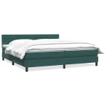 vidaXL Box Spring κρεβάτι με στρώμα σκούρο πράσινο 180x220cm Βελούδινο